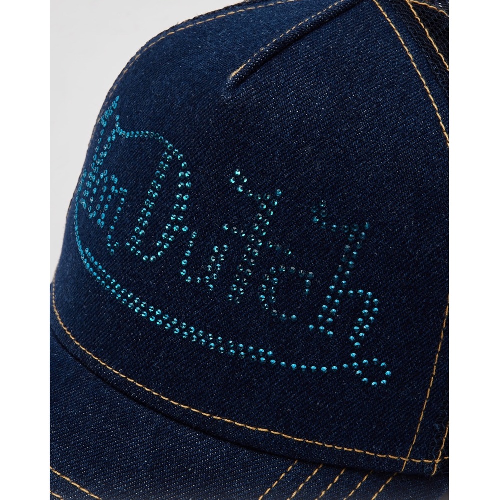 NEW Von Dutch Hat Rhinestone Denim Bling Trucker Mesh SnapBack Cap Retro Y2K - Picture 4 of 8